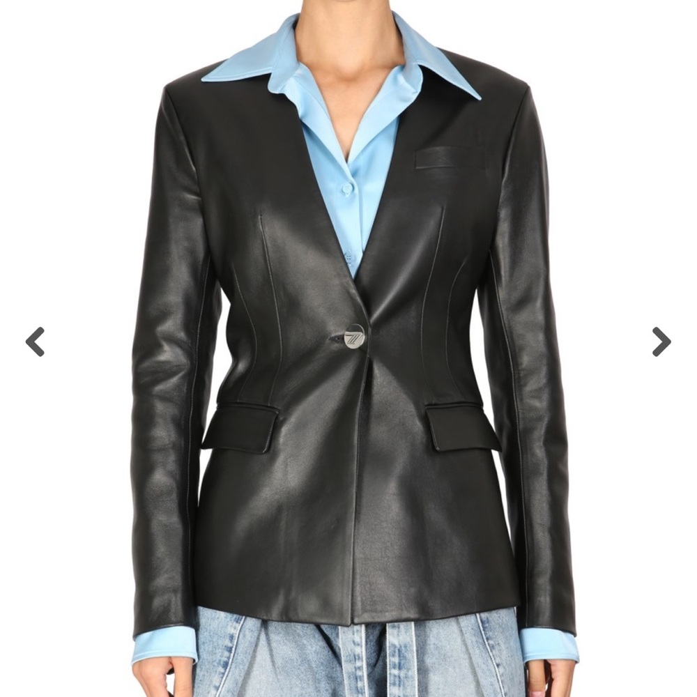 The Attico Black Leather Blazer NEW with Tags